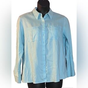 Investments Gold Label hemp linen button down natural fiber career blouse sz 14